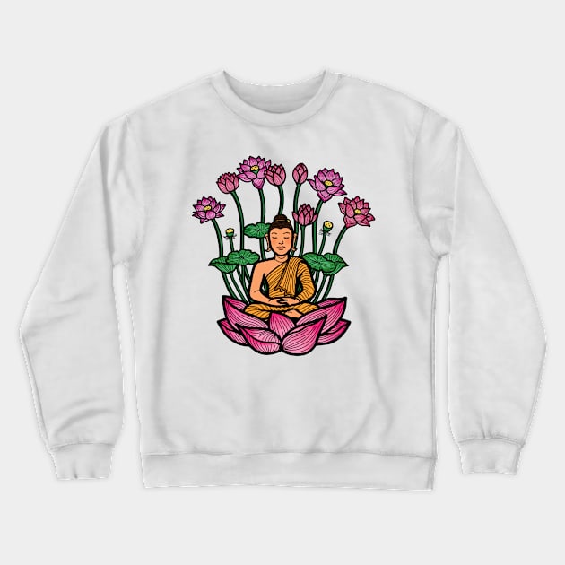 Gautama Buddha sitting meditation lotus pose Crewneck Sweatshirt by Nalidsa